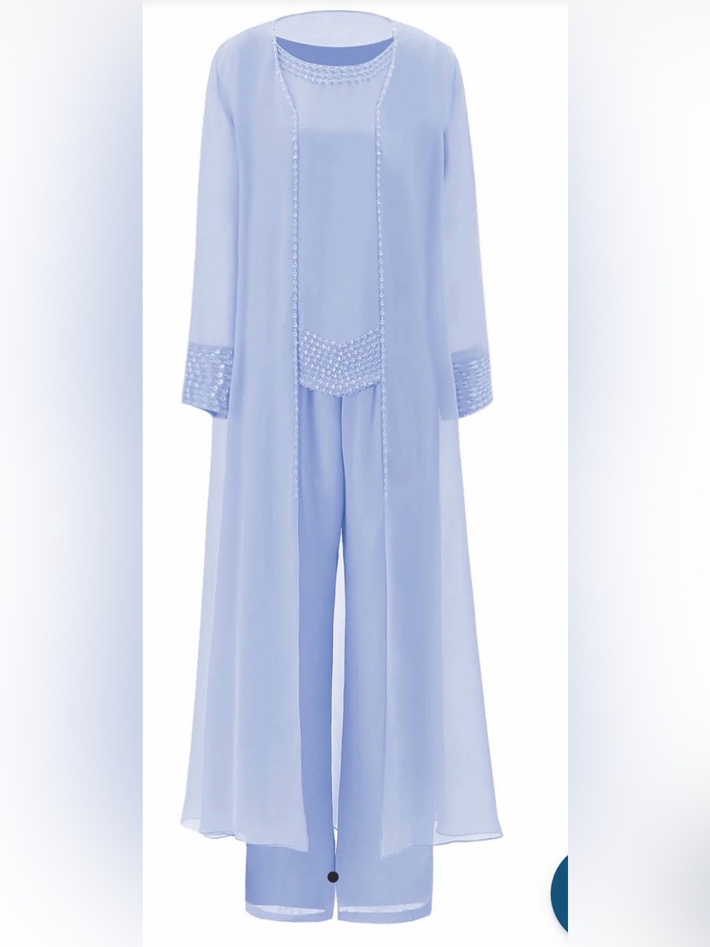 Cicinia Elegant 3-Piece Chiffon Pant Suits with Jacket size 6/38 NWT blue